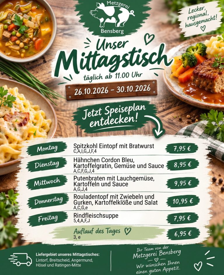 Mittagstisch Metzgerei Bensberg Ratingen Lintorf